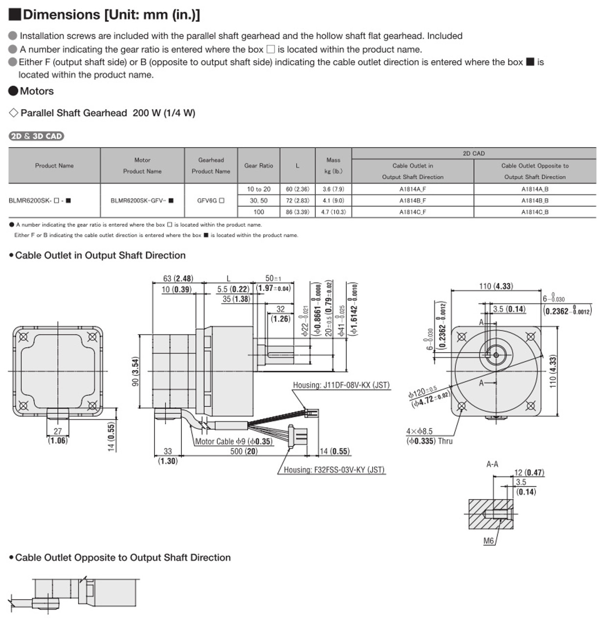 BLMR6200SK-100-F - Dimensions