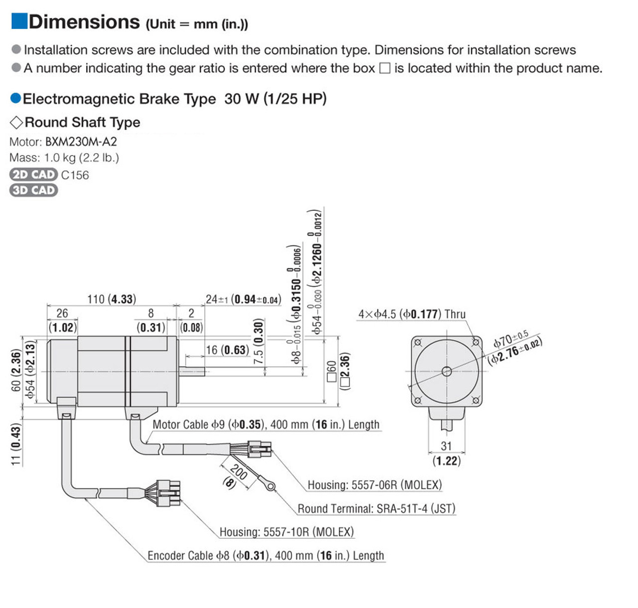 BXM230M-A2 / BXSD30-C2 - Dimensions