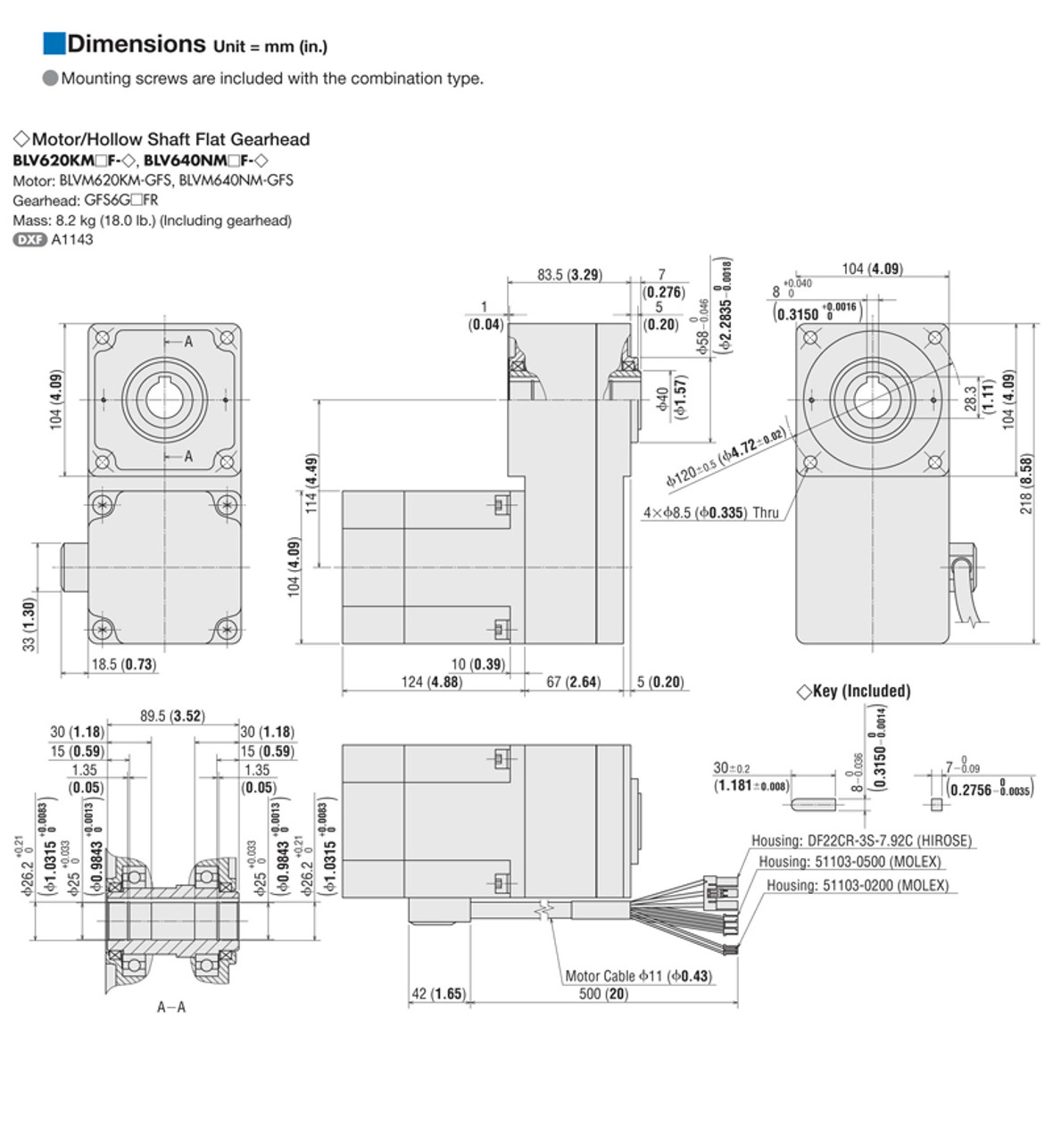 BLV620KM50F-3 / OPX-2A - Dimensions