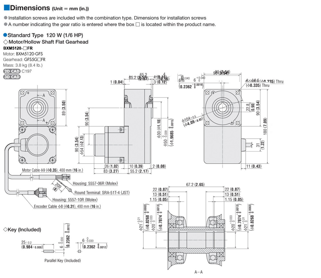 BXM5120-200FR / BXSD120-A2 - Dimensions