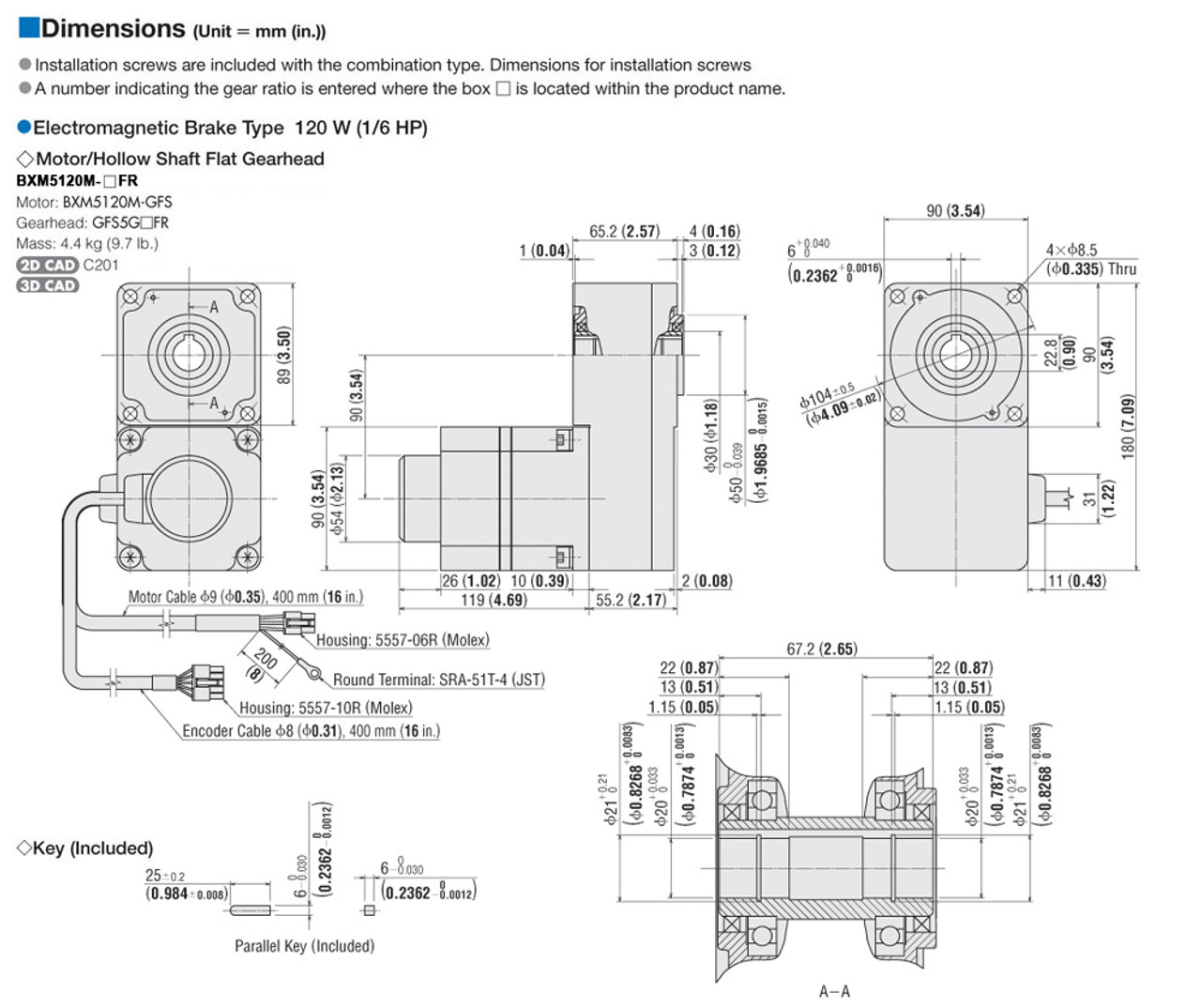 BXM5120M-100FR / BXSD120-A2 - Dimensions
