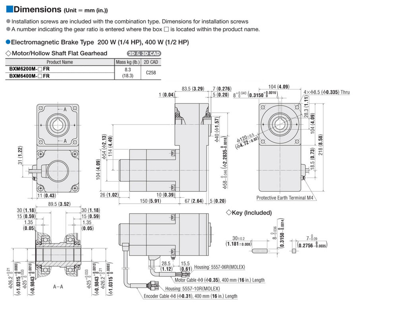 BXM6200M-15FR / BXSD200-A2 - Dimensions