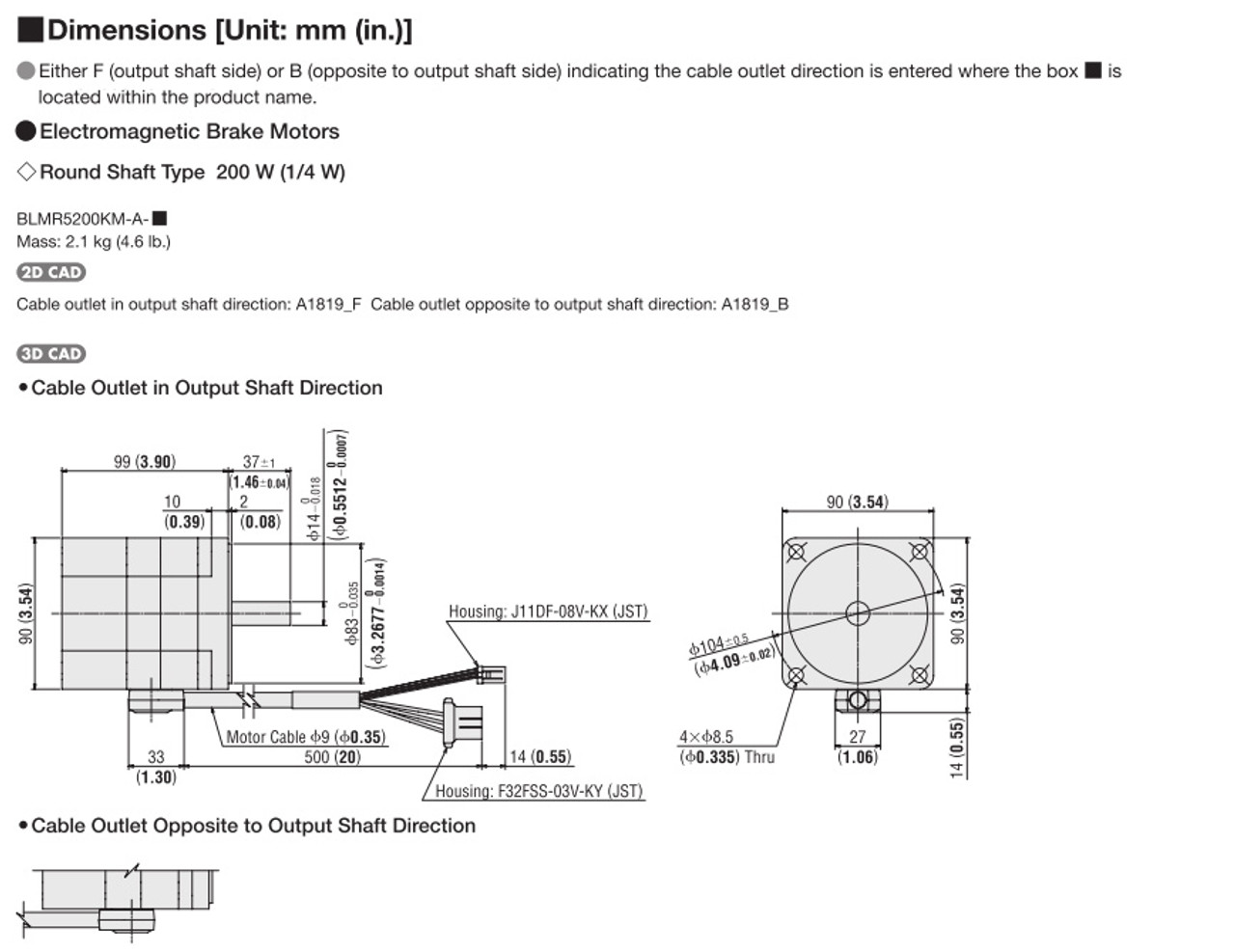 BLMR5200KM-A-B / BLVD-KRD - Dimensions