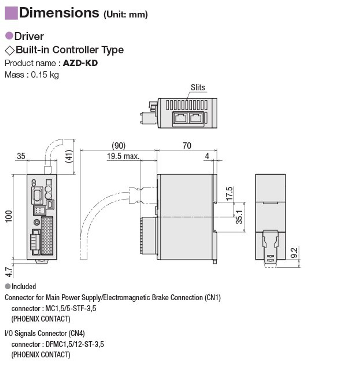 DRSM60-05A4AZMK / AZD-KX - Dimensions