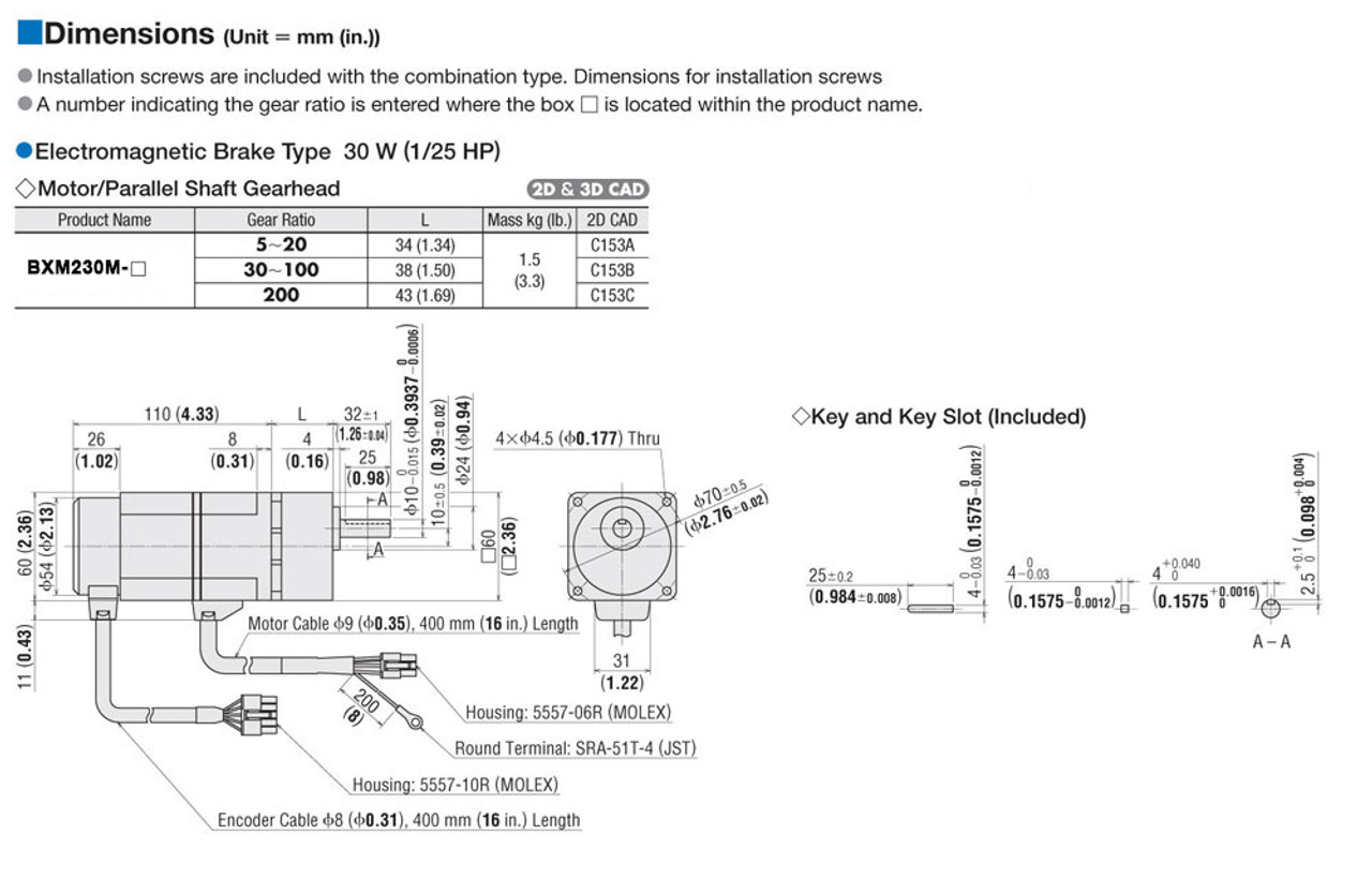 BXM230M-200 / BXSD30-A2 - Dimensions