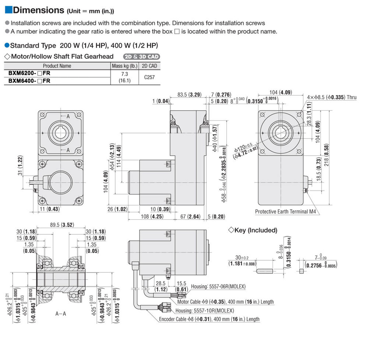 BXM6200-20FR / BXSD200-A2 - Dimensions