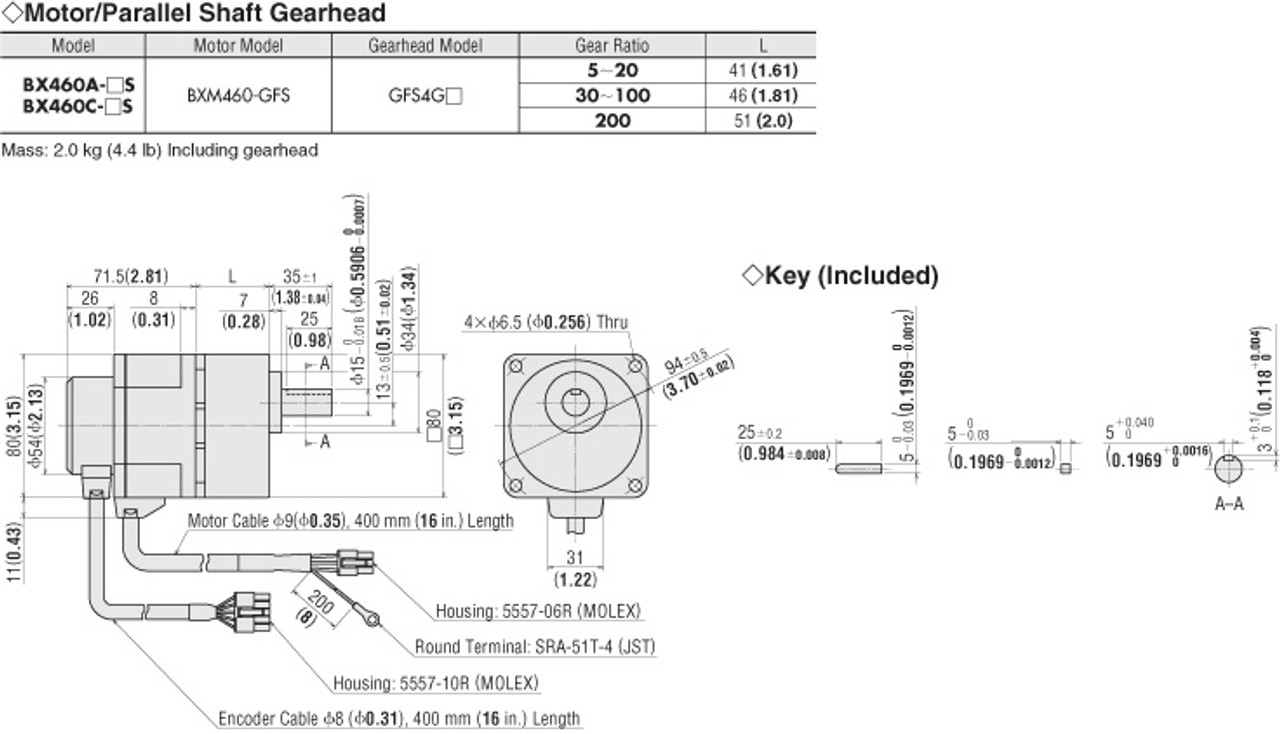 BXM460-GFS / GFS4G10 - Dimensions