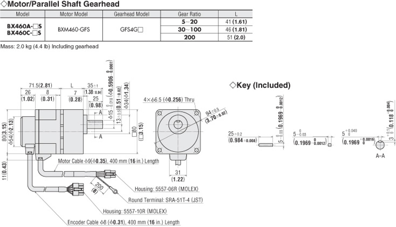 BXM460-GFS / GFS4G100 - Dimensions