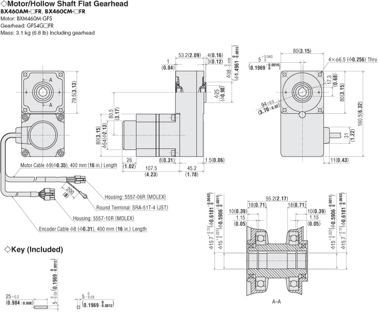 BXM460M-GFS / GFS4G200FR - Dimensions
