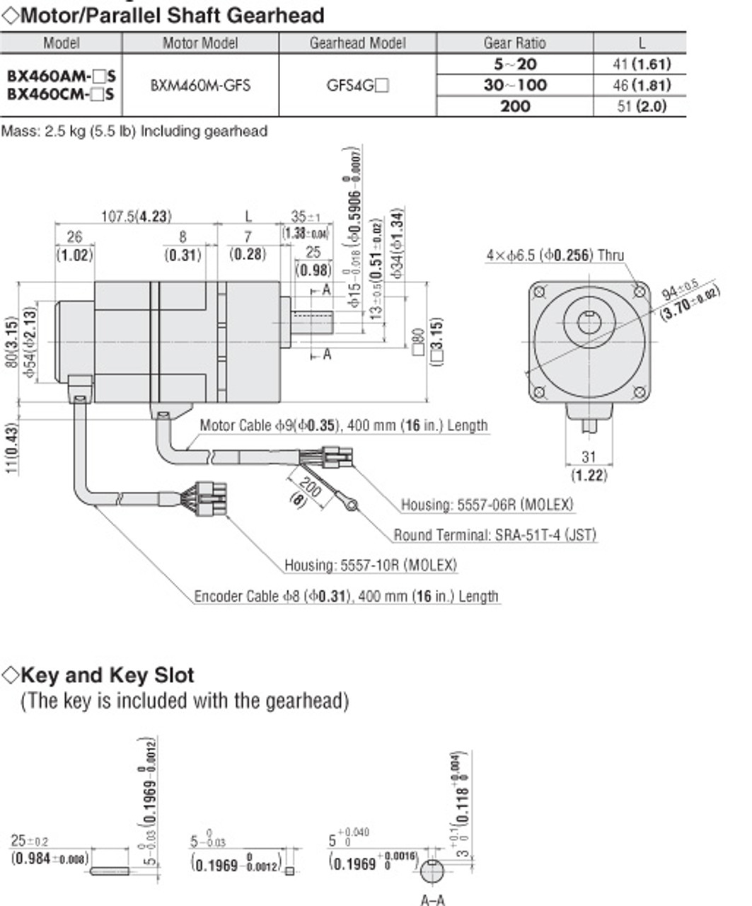 BXM460M-GFS / GFS4G50 - Dimensions