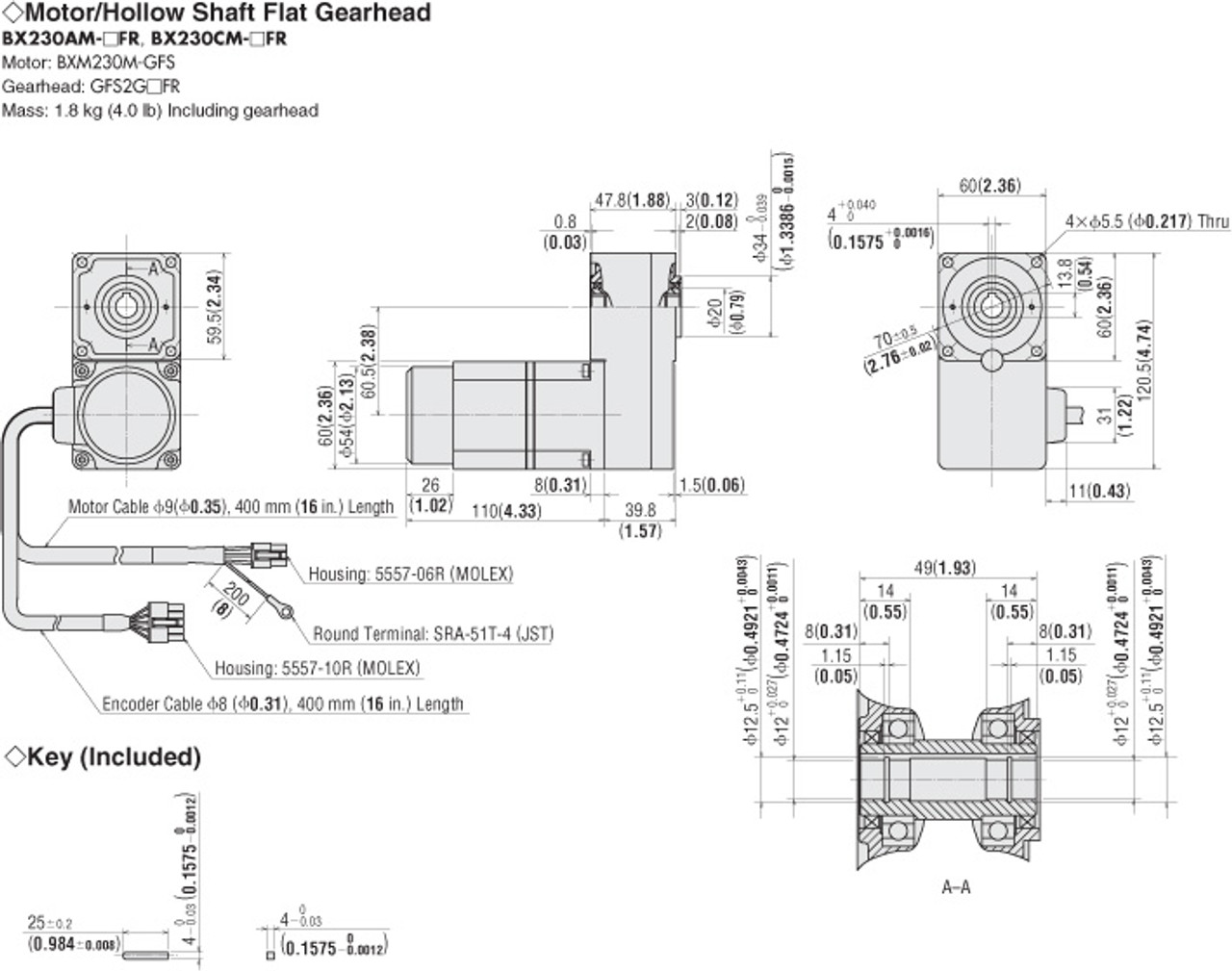 BXM230M-GFS / GFS2G50FR - Dimensions