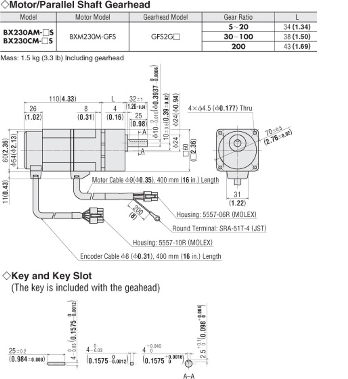 BXM230M-GFS / GFS2G20 - Dimensions