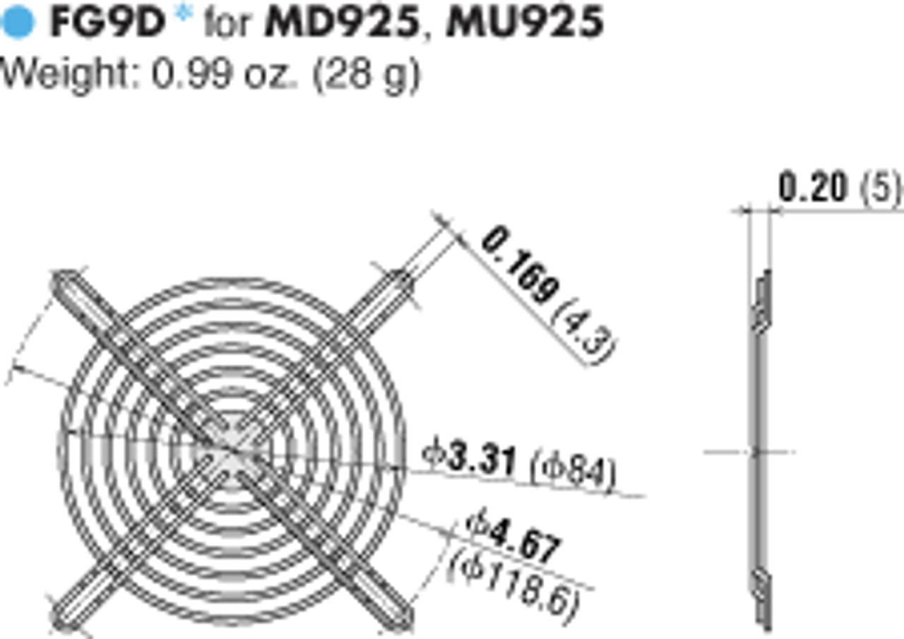 T-MU925S-21-GP - Dimensions
