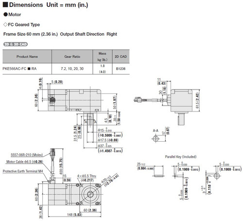 PKE566AC-FC10RA - Dimensions