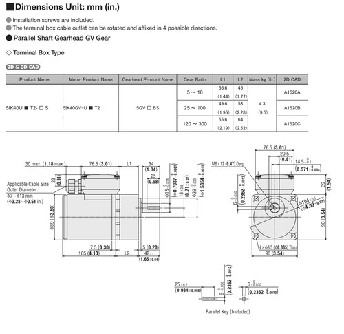 5IK40UAT2-100S - Dimensions