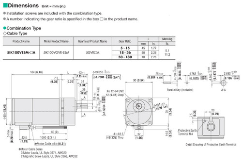 5IK100VESM-12.5A - Dimensions