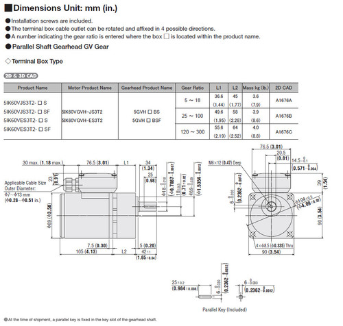 5IK60VES3T2-60S - Dimensions