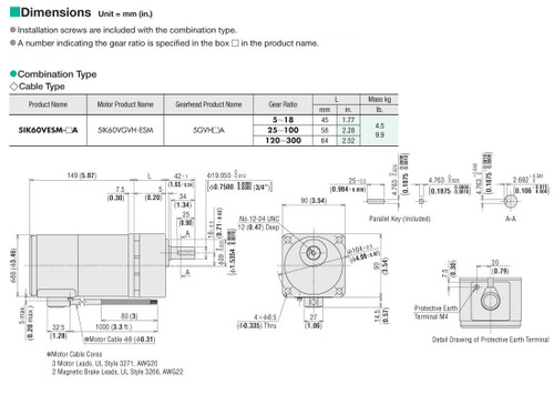 5IK60VESM-60A - Dimensions