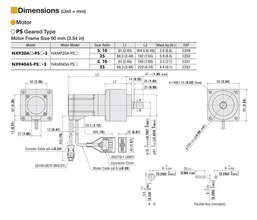 NXM920A-PS25 - Dimensions