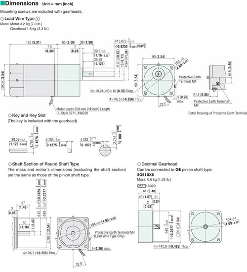 5IK90A-CW2E - Dimensions