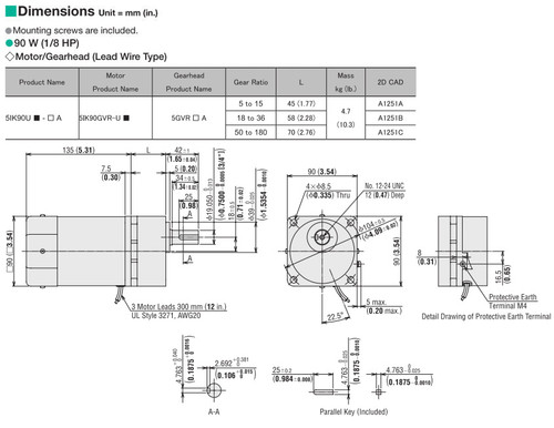 5IK90UA-15A - Dimensions