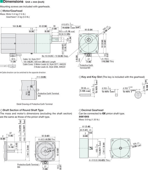 5IK60GE-SW2M / 5GE7.5SA - Dimensions