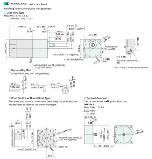 5RK60GE-CW2E / 5GE9SA - Dimensions