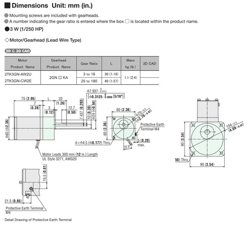 2TK3GN-AW2U / 2GN9KA - Dimensions