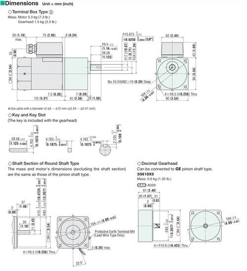 5IK90GE-AW2TU / 5GE3.6SA - Dimensions