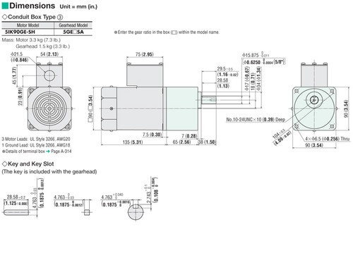 5IK90GE-SH / 5GE7.5SA - Dimensions