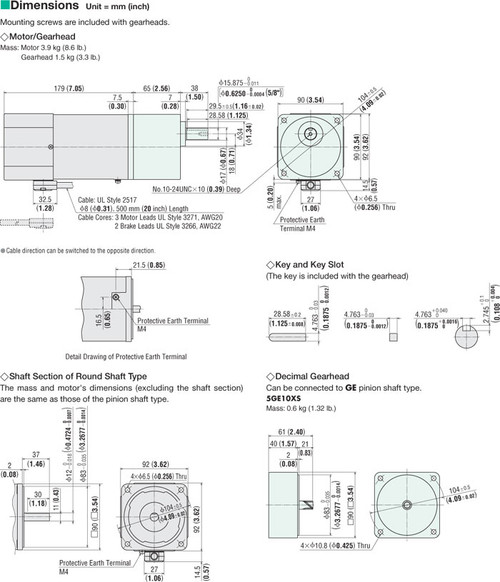 5RK90GE-AW2MU / 5GE6SA - Dimensions