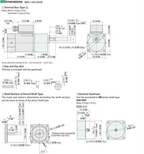 5RK90GE-AW2TU / 5GE12.5SA - Dimensions