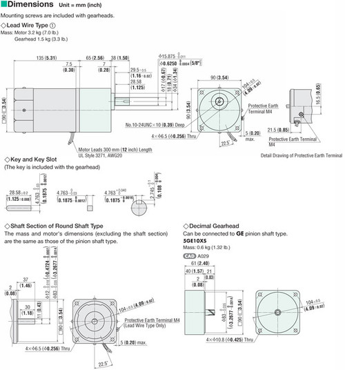 5RK90GE-CW3E / 5GE9SA - Dimensions