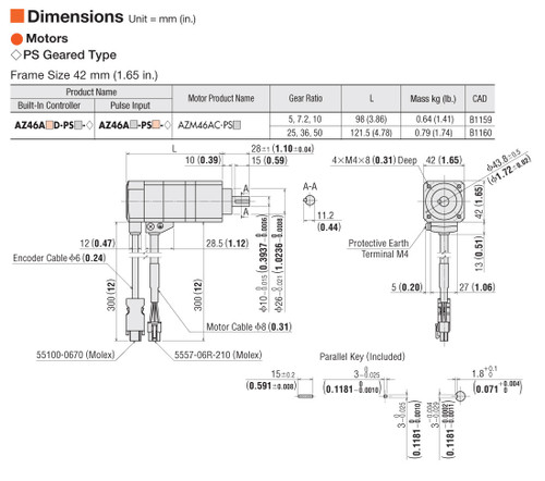 AZM46AC-PS50 - Dimensions