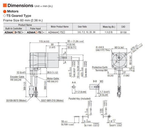 AZM66AC-TS10 - Dimensions