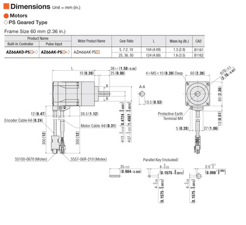 AZM66AK-PS50 - Dimensions