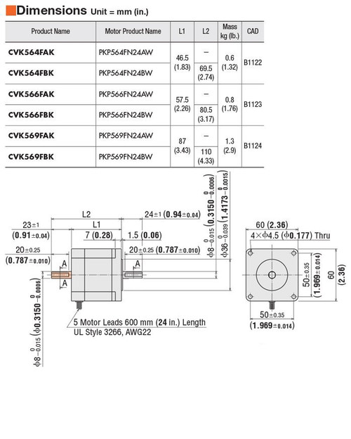 PKP569FN24AW - Dimensions