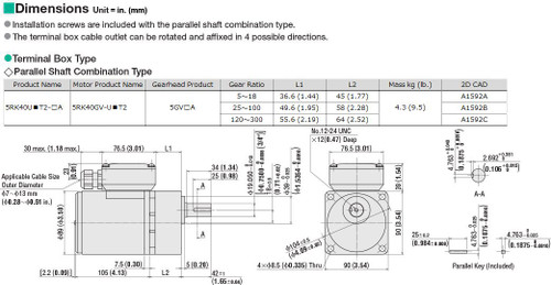 5RK40UCT2-60A - Dimensions