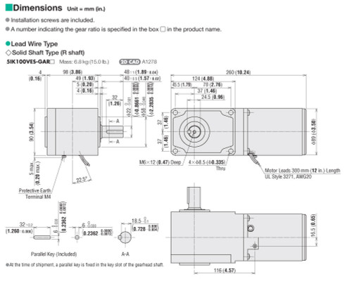 5IK100VES-GAR240 - Dimensions