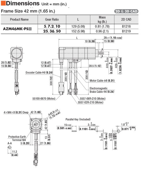 AZM46MK-PS50 - Dimensions