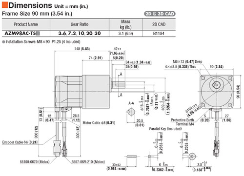 AZM98AC-TS3.6 - Dimensions