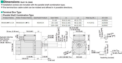 5RK60UAT2-300A - Dimensions