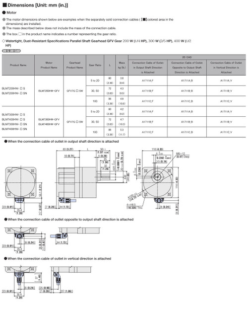 BLM7300HW-5SN - Dimensions