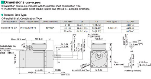 5RK90UAT2-100A - Dimensions