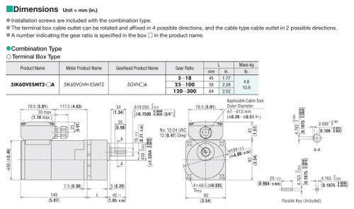 5IK60VESMT2-5A - Dimensions