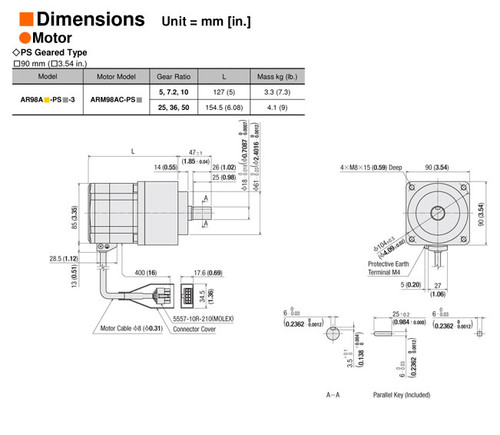 ARM98AC-PS36 - Dimensions
