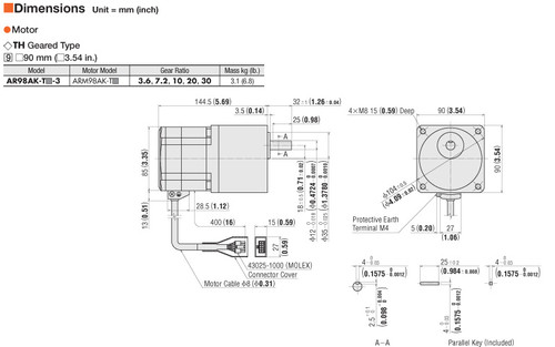 ARM98AK-T3.6 - Dimensions