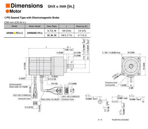 ARM98MC-PS36 - Dimensions