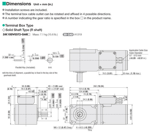 5IK100VEST2-GAR50 - Dimensions