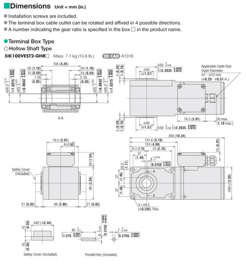 5IK100VEST2-GHR100 - Dimensions